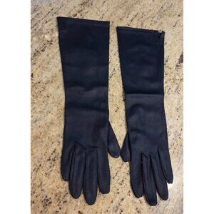 Vintage Womens Size S 6.5 Blue Nylon Formal 14" Long Gloves Slight Sheen